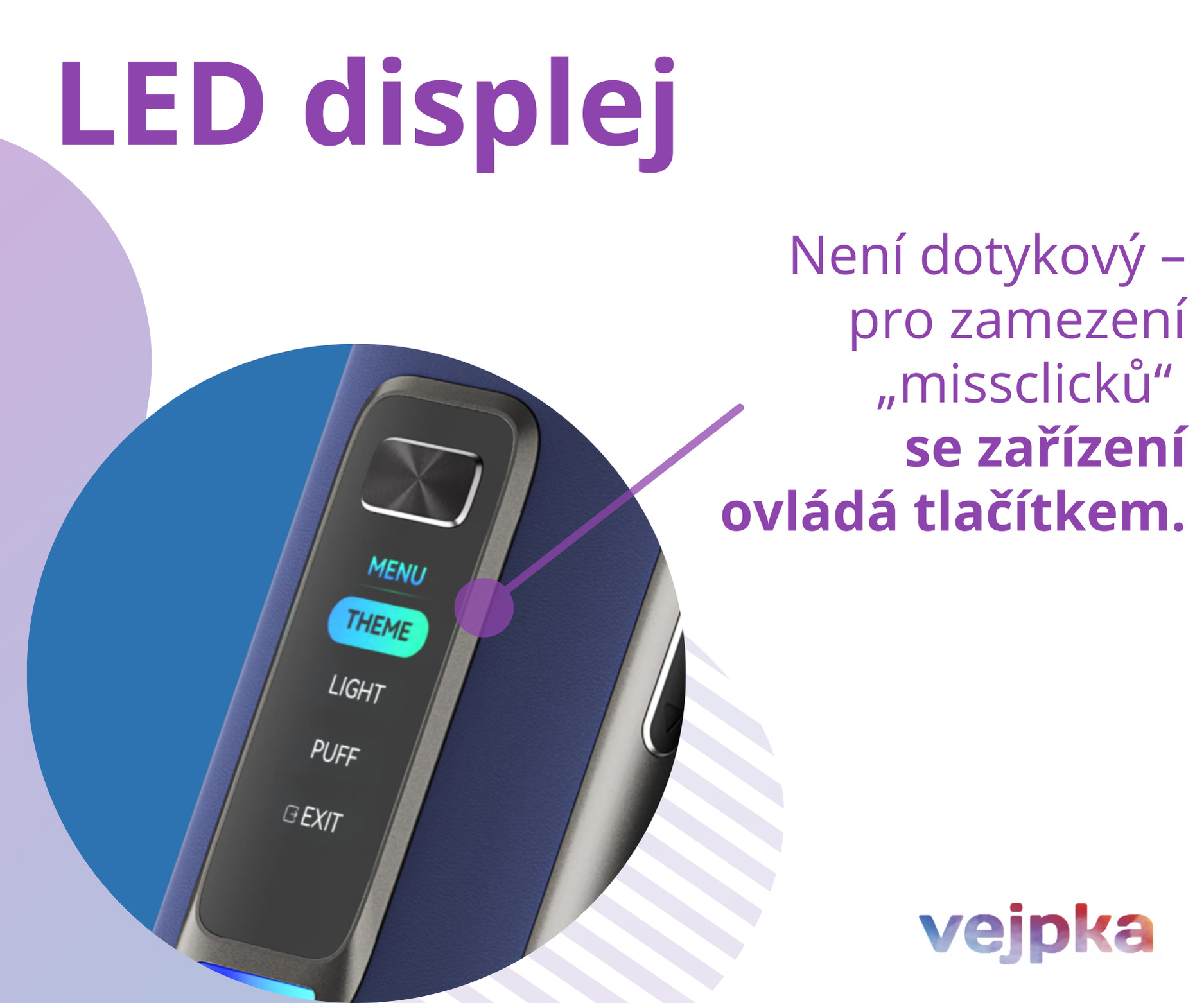 OXVA VPRIME detail na displej